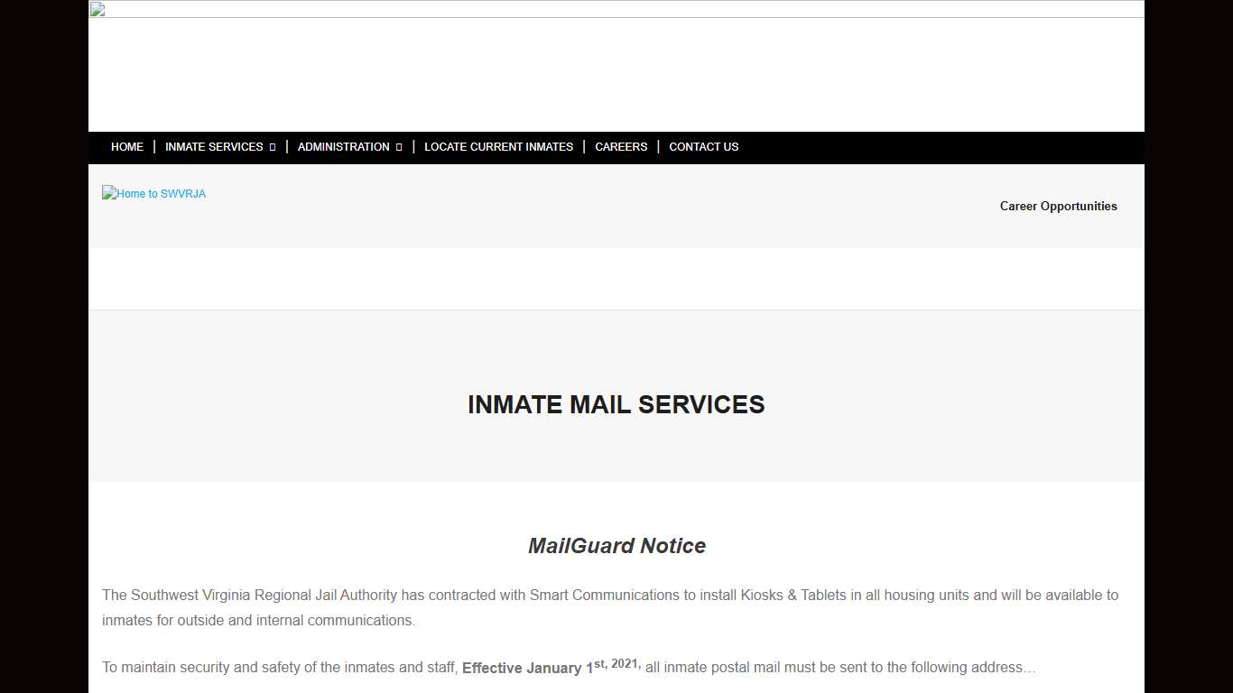 INMATE MAIL SERVICES – Home to SWVRJA