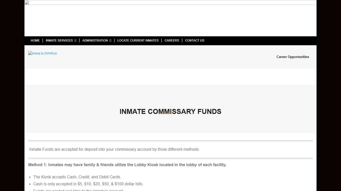 INMATE COMMISSARY FUNDS – Home to SWVRJA